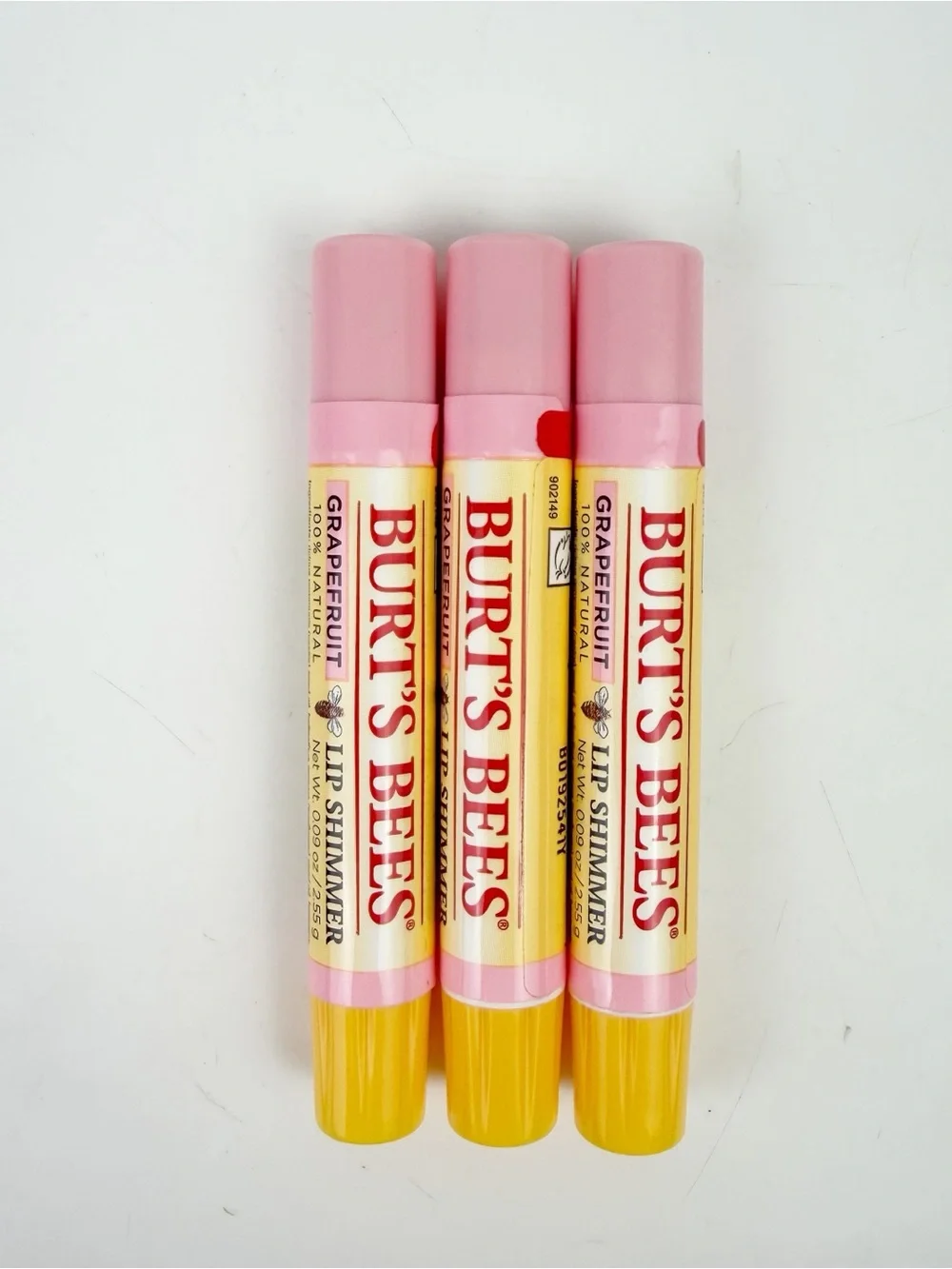 THREE Burt's Bees Lip Shimmer Grapefruit Original Formula .09 oz ea NOS